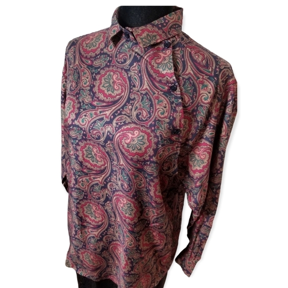 Vintage Tops - Vintage 70s/80s Paisley Blouse Women M/L secretary